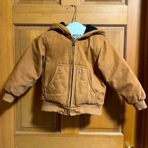 Carhartt kids jacket brown shell and black quilted inside. Size 4T